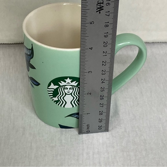 Starbucks 2021 Mint Green Floral Leaves Mermaid Logo Coffee Teacup Mug 10oz. - Picture 12 of 13